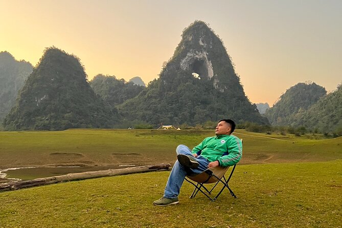 Angel Mountain Ban Gioc Waterfalls Camping Experience 2D1N - Ban Gioc and Detian Falls: pagoda panoramas and a boat close to the falls