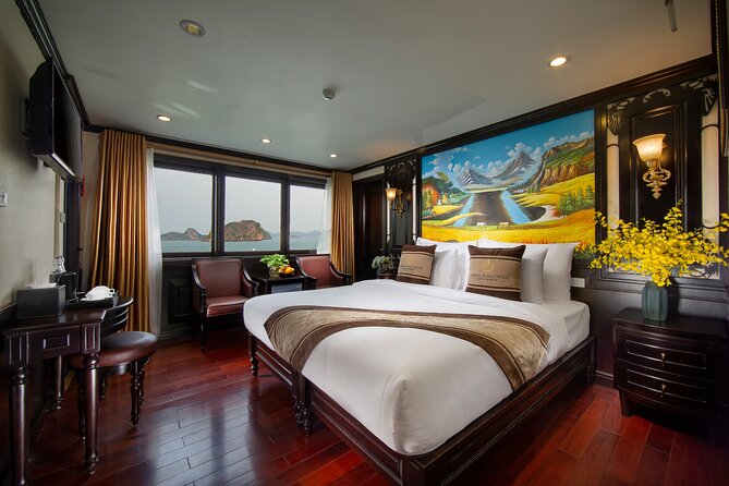Athena Royal Cruise - Luxury Halong Bay Overnight Cruise 2D1N Tour - Overnight onboard: the comfort factor (en-suite cabin with balcony)