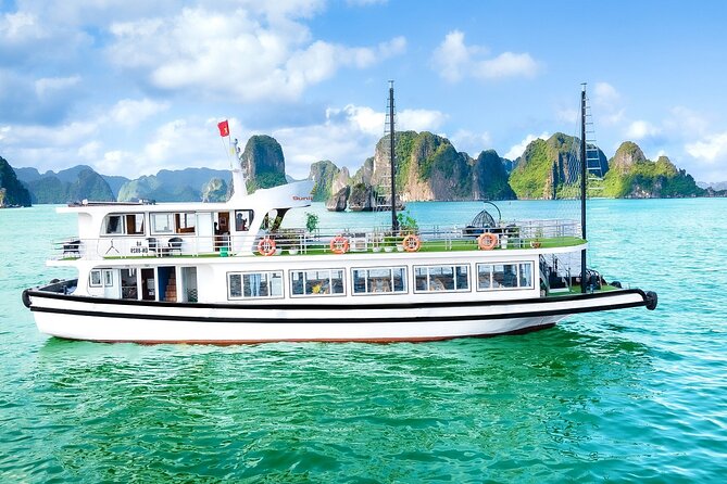 Best Price Halong 5 Star Day Cruise Buffet, Pool ,Sunset party - Surprise Cave (Hang Sung Sot): illuminated formations and a classic stop