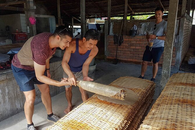 Cai Rang Floating Market Tour -Amazing Can Tho - Stop 2: Hu Tieu at the rice noodle factory, plus the rice-noodle pizza