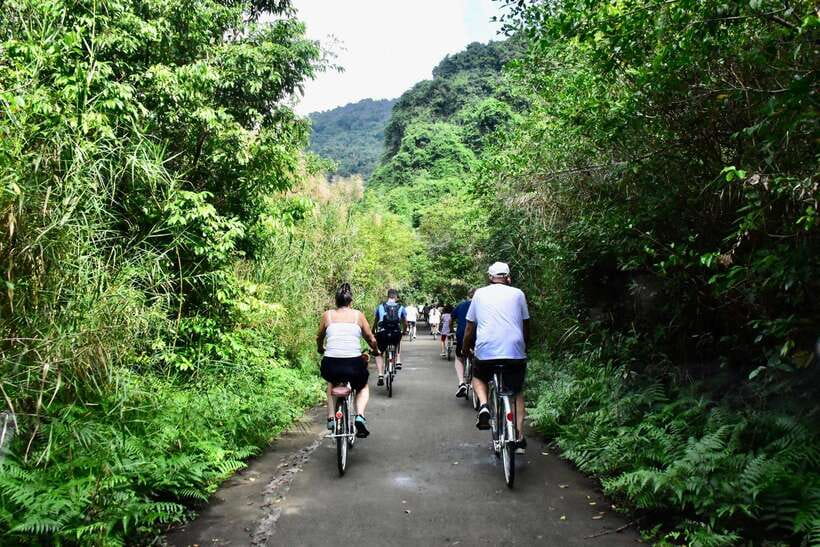 Cat Ba: Full- day trip with biking, kayaking, meal, tickets - The Cave-Exploring Part: Kayaking When Allowed, Bamboo Boat When Not
