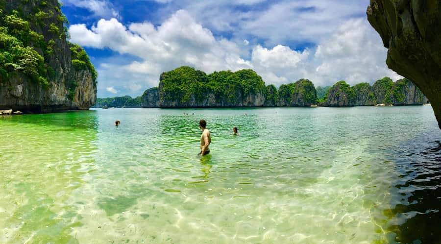Cat Ba: Truly Lan Ha bay cruise and kayak - Southern Ha Long Bay scenery: fishing villages and rock arches