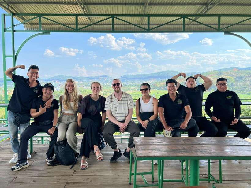 Dalat: MOTORBIKE TOUR TO PONGOUR FALLS- SILK- COFFEE FARM - Chicken Village’s giant sculpture: silly fun that actually works