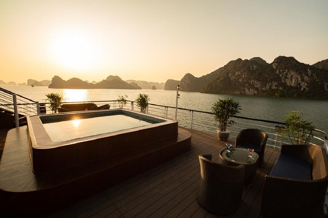 Doris Cruise 5 star cruise 2 days visiting Halong Bay Lan Ha Bay private balcony - Night on the water: private balcony views without the chaos