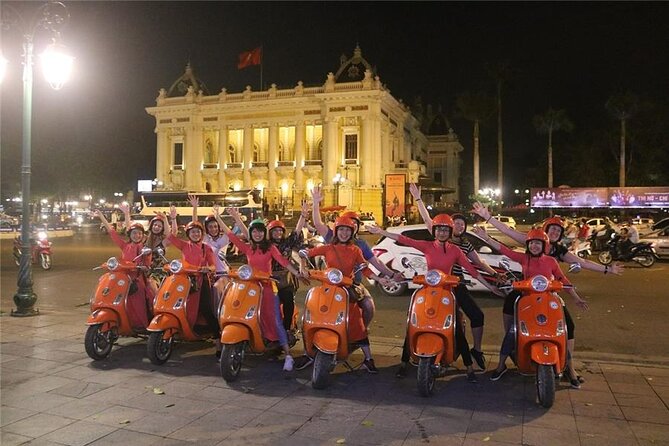 Female Riders Vespa Night Street Food + Train Street food 4 Hours - Stop 2 at Hanoi Opera House: Bun cha in a hidden-street setting