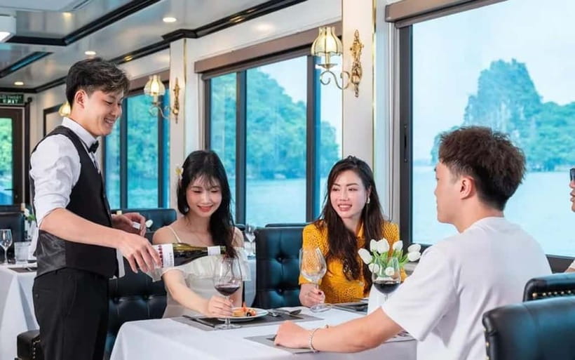 From Ha Long: Luxurious 6-Hour Halong Bay Cruise. - Lunch, Sunset Party, and the Upper-Deck Wind-Down