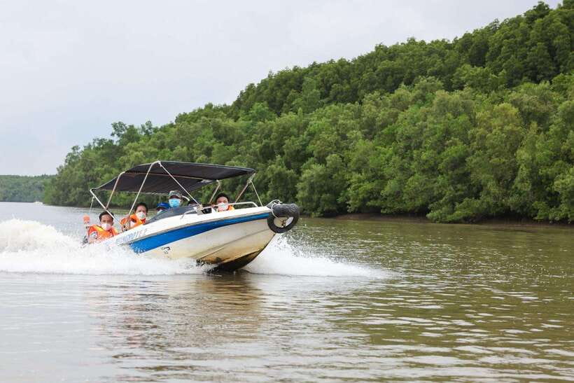 From Ho Chi Minh: Can Gio Mangrove & Monkey Island Day Trip - Speedboat into the mangroves: arriving at Sac Guerilla Camp