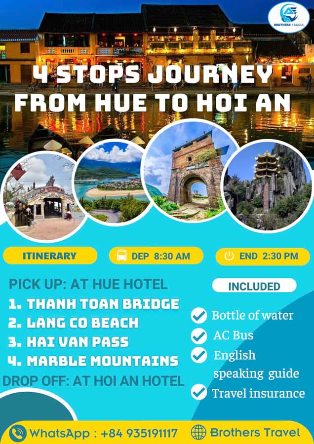 From Hue: Hoi An Guided Bus Tour with 4 Sightseeing Stops - Stop 1: Thanh Toan Bridge for Traditional Architecture and Quiet Photo Moments
