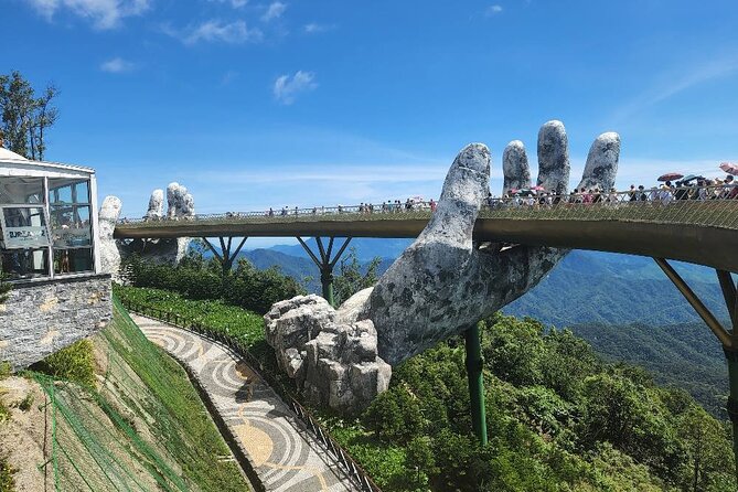 GOLDEN BRIDGE &MARBLE MOUNTAIN-AM PHU CAVE(Hell Cave)Private Tour - Marble Mountains: five elements, caves, and the elevator ticket