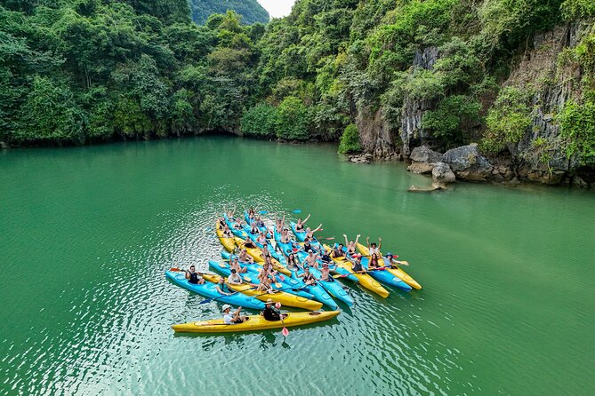 Ha Long Bay Cruise Day Tour-best selling: Included transportation - Hang Luon Cave Lagoon Ride: Kayak or Bamboo Boat
