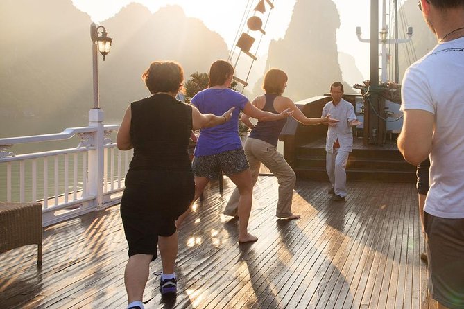 Halong Bay tour 2 days / 1 night on Stellar cruise {New 4 star Cruise}. - Day 2 morning rhythm: Tai Chi, breakfast, then Luon Cave