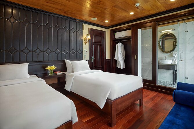 Halong Dragon Bay 5 Star Cruise 2D1N-All Inclusive,Cave,Transfer - Morning on day 2: tea, breakfast, and Dark & Bright Caves