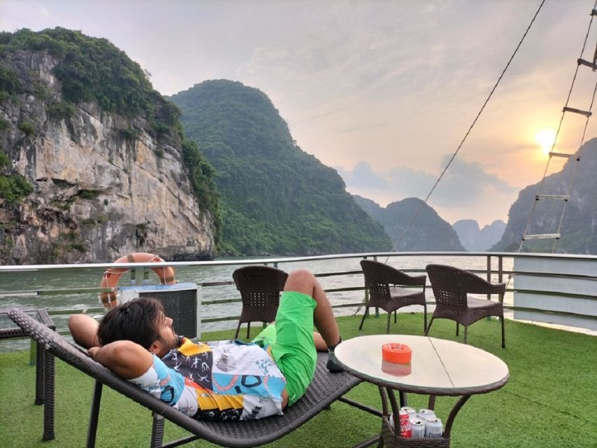 Hanoi: Ha Long Bay Day Cruise - Swimming, Meal, Kayaking - Sunset party on Ha Long Bay: red wine, fruit, and a slower finish