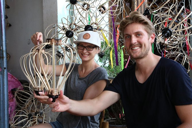 Hoi An Full Lantern Making Class- A special Foldable lantern - Making the bamboo frame: 12 stakes, wire thread, and patience