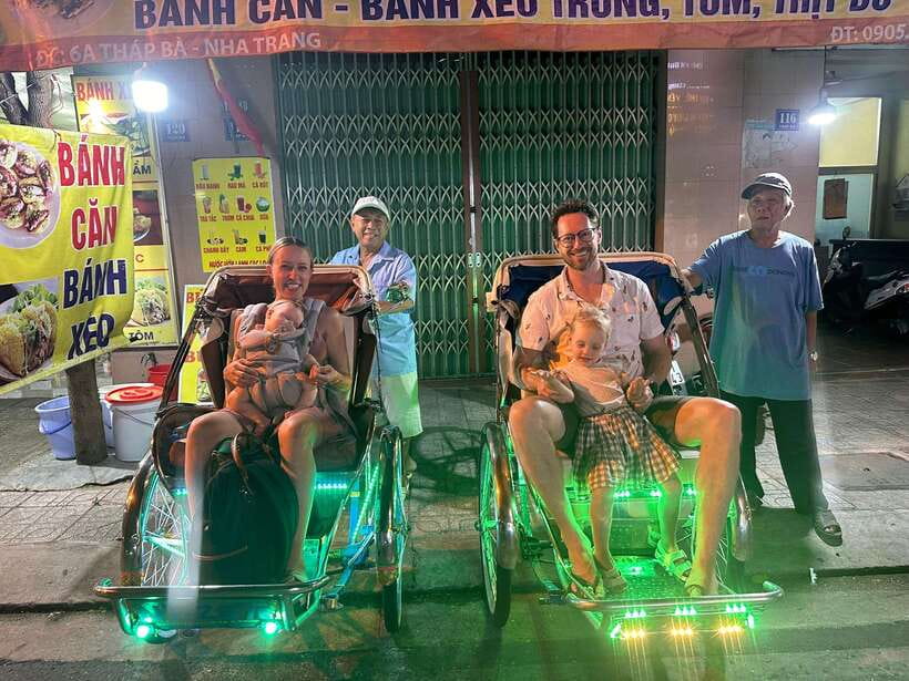 Nha Trang After Dark by Cyclo (Pedicab) - Stop 1 near Cham Po Nagar: banh can and the wrap-and-roll lesson