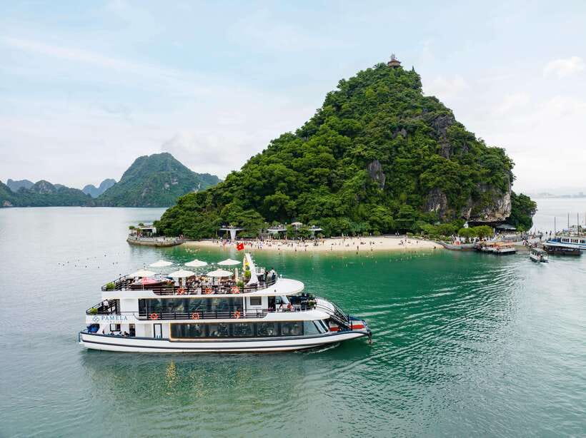 Pamela Cruise: HaLong Bay day trip with Lunch & Activities - Titop Island: swim time and sundeck downtime