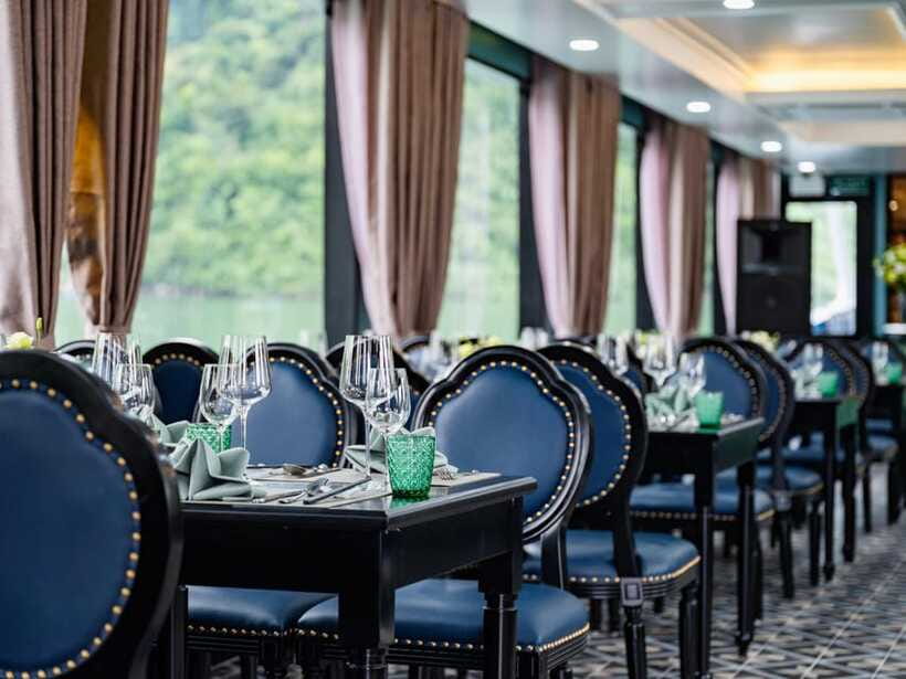 Pamela Cruise: HaLong Bay day trip with Lunch & Activities - Sunset party, tea ceremony, and the onboard “stay a bit longer” feeling