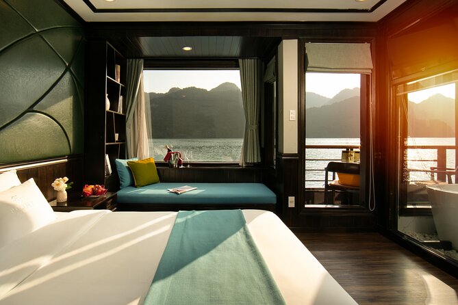 Peony Cruise 5</em> Lan Hạ Bay 2 days 1 night with 2 ways transfer – What a 5-star PEONY Cruise feels like on Lan Ha Bay’ /><br />
If you want Halong Bay without the “rush between photo spots” vibe, PEONY is built for that. The cruise focuses on the Halong Bay and Lan Ha Bay areas through a <strong>special, less touristic, more unique route</strong>—which matters because it changes how the whole trip feels. The scenery still impresses, but you’re not spending the day stuck in the same patterns as every other boat.</p>
<p><p>The onboard standard is also clear in the way the cruise is described: <strong>5-star service</strong>, relaxing common space, and cabins designed with modern facilities. The key practical piece here is the cabin layout—large windows are pointed toward the views, so you can actually enjoy the bay from inside when the weather shifts or you just want quiet time.</p>
</p>
<p><p>You should also know this is a short cruise: <strong>2 days, 1 night</strong>. That’s long enough to feel like a break, but short enough that you’ll want to pack smart and keep expectations realistic: you’re doing a curated route, not trying to cover every island and every cave on Earth.</p>
</p>
<div style="margin: 20px 0; padding: 15px 0;"><p>You can also read our reviews of more boat tours in Hanoi</p><ul style="margin: 10px 0; padding: 0; list-style: none;"><li style="margin: 0 0 10px 0; padding: 0 0 10px 0; border-bottom: 1px solid #eee; display: flex; align-items: flex-start; gap: 12px; line-height: 1.4;"><a href="https://thevietnamtraveler.com/hanoi-full-day-halong-bay-cruise-with-swimming-kayak-tour/" aria-hidden="true" tabindex="-1"><img decoding="async" style="width: 80px; height: 60px; object-fit: cover; border-radius: 4px; flex-shrink: 0;" src="https://2.thevietnamtraveler.com/wp-content/uploads/hanoi-full-day-halong-bay-cruise-with-swimming-kayak-tour-150x150.jpg" alt="" loading="lazy"></a><div><a href="https://thevietnamtraveler.com/hanoi-full-day-halong-bay-cruise-with-swimming-kayak-tour/">Hanoi: Full-Day Halong Bay Cruise with Swimming & Kayak Tour</a><br><span style="font-size: 0.82em; color: #555; margin-top: 2px;"><span style="color: #f5a623;">★</span> 4.7 · 6,479 reviews</span></div></li><li style="margin: 0 0 10px 0; padding: 0 0 10px 0; border-bottom: 1px solid #eee; display: flex; align-items: flex-start; gap: 12px; line-height: 1.4;"><a href="https://thevietnamtraveler.com/ninh-binh-full-day-tour-from-hanoi-to-hoa-lu-tam-coc-mua-cave-via-boat-bike/" aria-hidden="true" tabindex="-1"><img decoding="async" style="width: 80px; height: 60px; object-fit: cover; border-radius: 4px; flex-shrink: 0;" src="https://2.thevietnamtraveler.com/wp-content/uploads/ninh-binh-full-day-tour-from-hanoi-to-hoa-lu-tam-coc-mua-cave-via-boat-bike-150x150.jpg" alt="" loading="lazy"></a><div><a href="https://thevietnamtraveler.com/ninh-binh-full-day-tour-from-hanoi-to-hoa-lu-tam-coc-mua-cave-via-boat-bike/">Ninh Binh Full-Day Tour from Hanoi to Hoa Lu, Tam Coc & Mua Cave Via Boat & Bike</a><br><span style="font-size: 0.82em; color: #555; margin-top: 2px;"><span style="color: #f5a623;">★</span> 5.0 · 4,384 reviews</span></div></li><li style="margin: 0; padding: 0; border-bottom: none; display: flex; align-items: flex-start; gap: 12px; line-height: 1.4;"><a href="https://thevietnamtraveler.com/cozy-bay-halong-5-star-day-cruise-buffet-cave-kayak-swimming/" aria-hidden="true" tabindex="-1"><img decoding="async" style="width: 80px; height: 60px; object-fit: cover; border-radius: 4px; flex-shrink: 0;" src="https://2.thevietnamtraveler.com/wp-content/uploads/cozy-bay-halong-5-star-day-cruise-buffet-cave-kayak-swimming-150x150.jpg" alt="" loading="lazy"></a><div><a href="https://thevietnamtraveler.com/cozy-bay-halong-5-star-day-cruise-buffet-cave-kayak-swimming/">Cozy Bay Halong 5-Star Day Cruise, Buffet, Cave, Kayak, Swimming</a><br><span style="font-size: 0.82em; color: #555; margin-top: 2px;"><span style="color: #f5a623;">★</span> 5.0 · 3,512 reviews</span></div></li></ul></div><h2 id="price-and-value-what-225-buys-you">Price and value: what $225 buys you</h2>
<p> Lan Hạ Bay 2 days 1 night with 2 ways transfer – Price and value: what $225 buys you’ /><br />
At <strong>$225 per person</strong>, this is positioned as a premium, 5-star option for a two-day cruise with included meals and transfers. The value isn’t only the ship quality; it’s what comes packaged.</p>
<p><p>Here’s what’s included, based on the tour details:</p>
</p>
<ul>
<li><strong>Breakfast and dinner</strong></li>
<li><strong>Lunch (2)</strong></li>
<li>Air-conditioned <strong>vehicle</strong> transport and <strong>pickup offered</strong> with <strong>2 ways transfer</strong></li>
<li>A <strong>guide</strong></li>
<li>All fees and taxes</li>
</ul>
<p><p>For most people, that’s what turns the price from “is it worth it?” into “actually, yes.” You’re paying for the comfort level plus the logistics being handled. The mobile ticket and the stated <strong>maximum of 40 travelers</strong> also hint you’re not paying for a chaotic, cattle-car style group tour.</p>
</p>
<p><p>One more detail I like: it’s typically booked about <strong>18 days in advance</strong>. That’s not a rule, but it tells you the dates can get snapped up. If you’re traveling in a busy season, booking earlier gives you more chances at good timing.</p>
</p>
<h2 id="getting-there-in-hanoi-limousine-pickup-and-the-2-way-transfer-plan">Getting there in Hanoi: limousine pickup and the 2-way transfer plan</h2>
<p><img width="669" height="446" decoding="async" src=