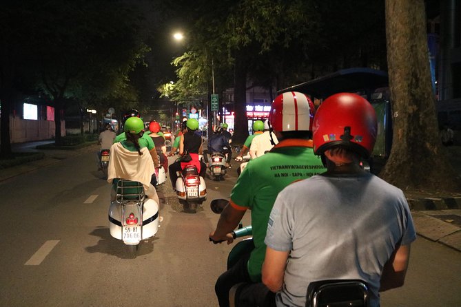 Saigon After Dark Vespa Street Food Tour + Live Music 4 hours - The food run: seafood dinner, bánh xèo, nem lụi, banana cake, ice cream