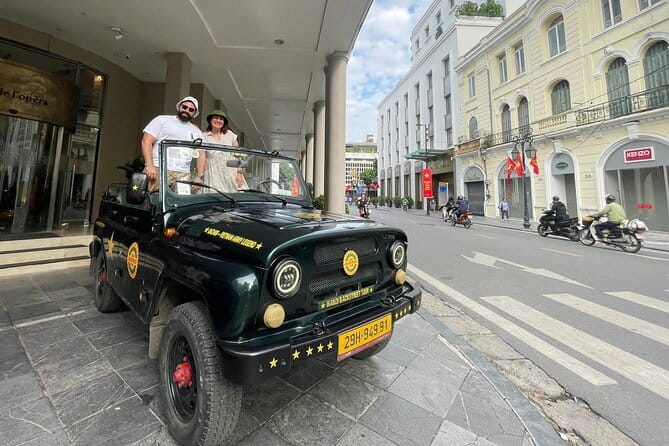 Saigon Jeep Tour : HIGHLIGHTS & HIDDEN GEMS By Vietnam Army Jeep - First stops: Central Post Office, Notre Dame, quick photos with purpose