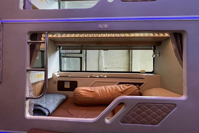 Tam Coc , Ninh Binh To Hue VIP 20 Cabin Sleeping Bus - Inside the Cabin: Curtains, Power, TV, and the Onboard Toilet
