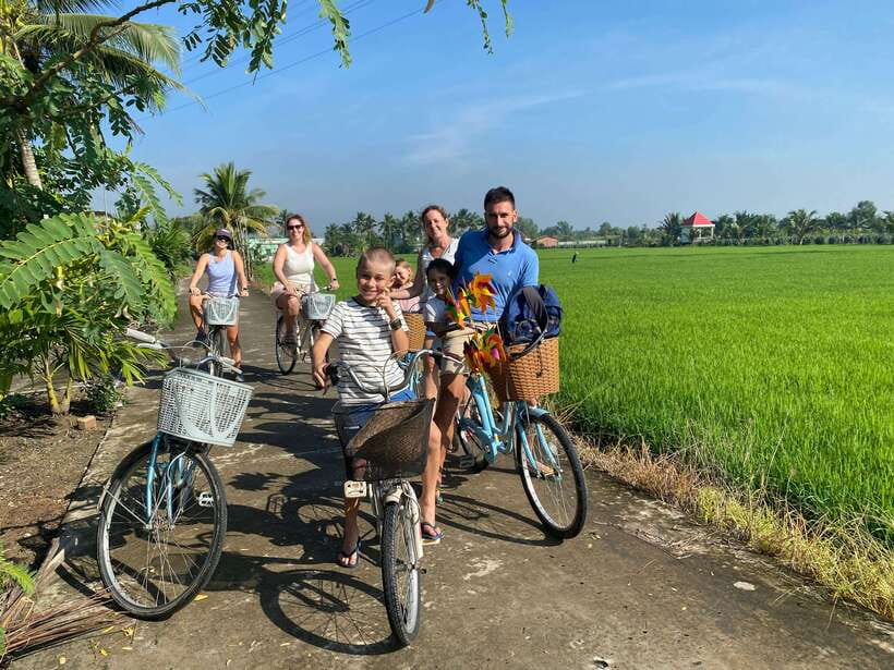 VIP Mekong Delta Full Day Cycling-Kayak-Cooking Group 10pax - Family Tiny Garden farm: biking orchards, dragon fruit, and rice fields
